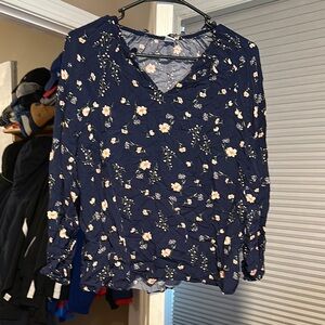 Floral Navy Blue Women's Top